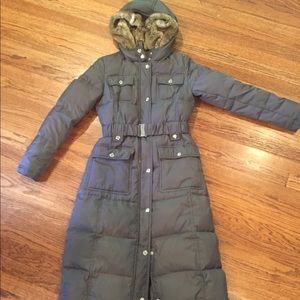 Moda international long down gray coat